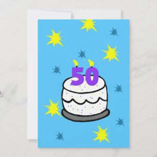 50th Birthday Party Invitation 50 Candle Cake