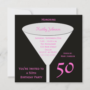 50th Birthday Party Invitation 50 in Pink