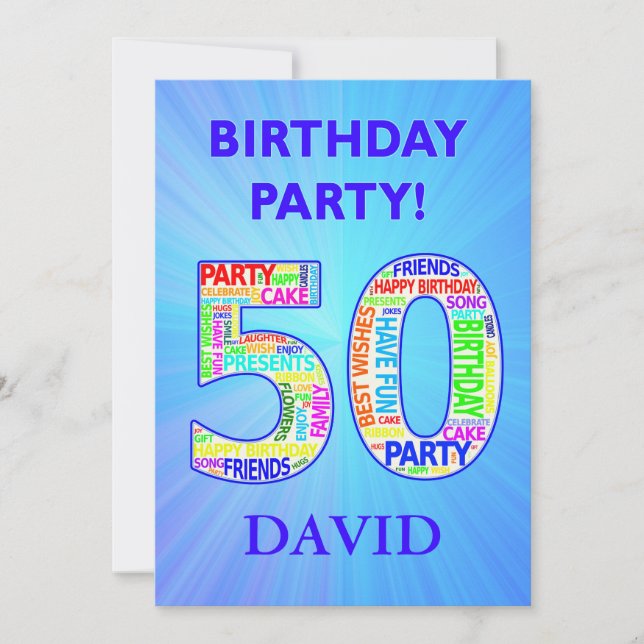50th Birthday Party Invitation Add a Name (Front)