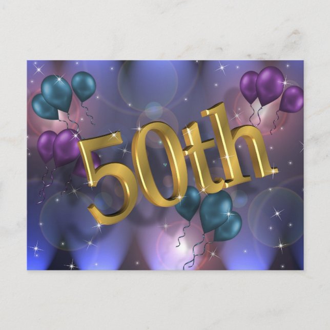 50th Birthday party invitation celebration Postcard (Front)