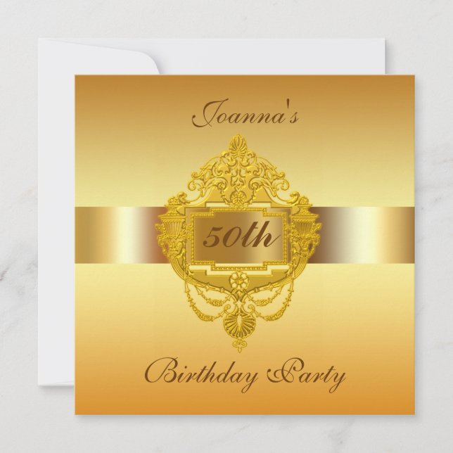 50th Birthday Party Invitation gold (Front)