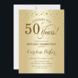 50th Birthday Party Invitation - Gold<br><div class="desc">50th Birthday Party Invitation.
Elegant design with faux glitter gold. Cheers to 50 Years! Message me if you need further customization.</div>