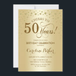 50th Birthday Party Invitation - Gold<br><div class="desc">50th Birthday Party Invitation.
Elegant design with faux glitter gold. Cheers to 50 Years! Message me if you need further customization.</div>