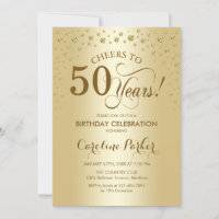 50th Birthday Party Invitation - Gold