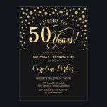 50th Birthday Party Invitation - Gold Black<br><div class="desc">50th Birthday Party Invitation.
Elegant design with faux glitter gold and black. Cheers to 50 Years! Message me if you need furhter customization.</div>