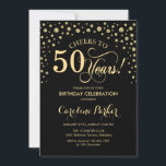 50th Birthday Party Invitation - Gold Black<br><div class="desc">50th Birthday Party Invitation.
Elegant design with faux glitter gold and black. Cheers to 50 Years! Message me if you need furhter customization.</div>