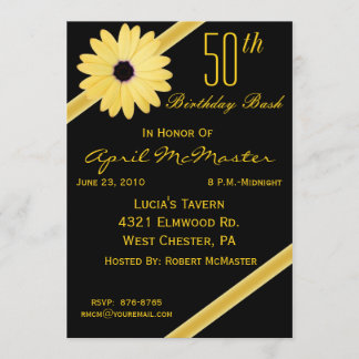 50th Birthday Party Invitation in Black & Gold