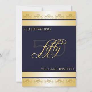 50th Birthday Party Invitation in Blue