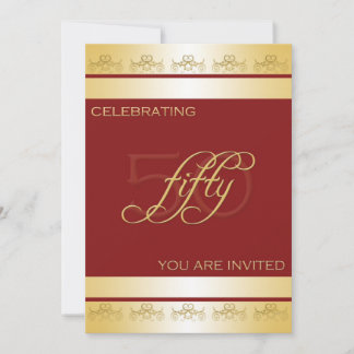 50th Birthday Party Invitation in Red