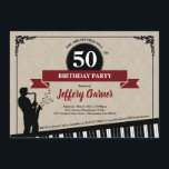 50th birthday party invitation Jazz music theme<br><div class="desc">ANY AGE. All text are editable.
Designed with classy colour theme and Jazz elements. Great for music theme celebration or black tie event 
Get this unique design for your party now!</div>