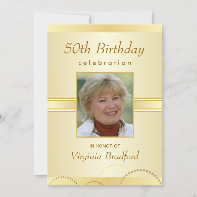 50th Birthday Party Invitation - Photo or Monogram (Front)