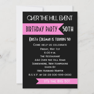50th Birthday Party Invitation Pink Over the Hill