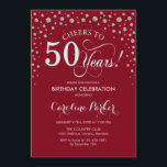 50th Birthday Party Invitation - Silver Red<br><div class="desc">50th Birthday Party Invitation.
Elegant design with faux glitter silver and dark red. Cheers to 50 Years! Message me if you need further customization.</div>