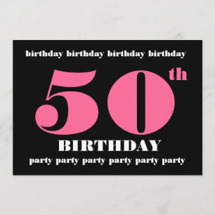 50th Birthday Party Invitation Template Pink Black