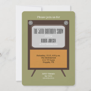 50th Birthday Party Invitation Vintage TV