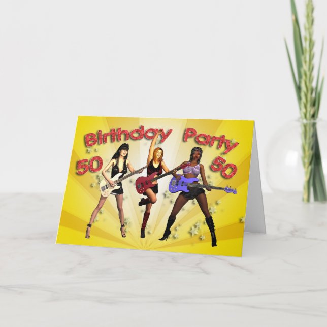 50th birthday party invitation with a girl band (Front)