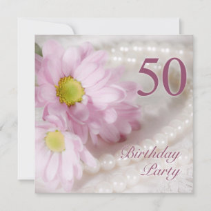 50th Birthday party invitation with daisies