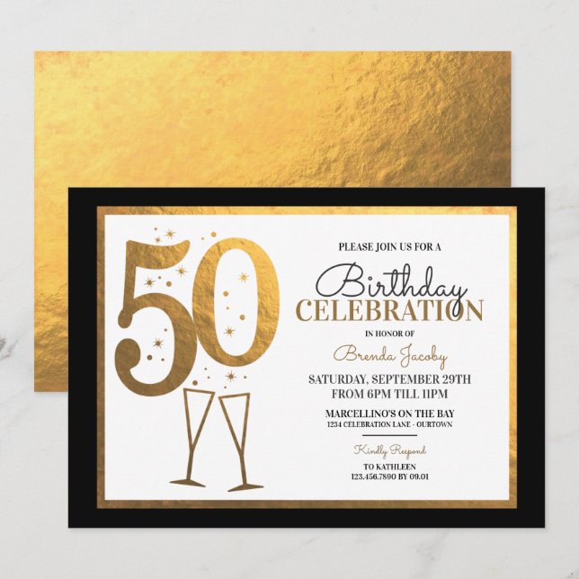 50th Birthday Party Invitations (Front/Back)