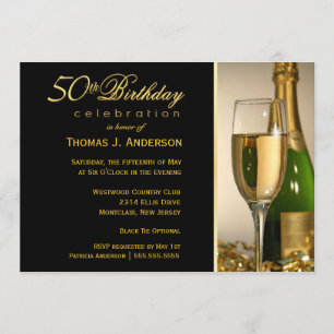 50th Birthday Party Invitations - Black Tie