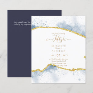 50th Birthday Party Invitations Glitter Glamour