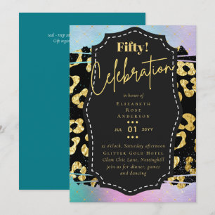 50th Birthday Party Invitations Glitter Glamour