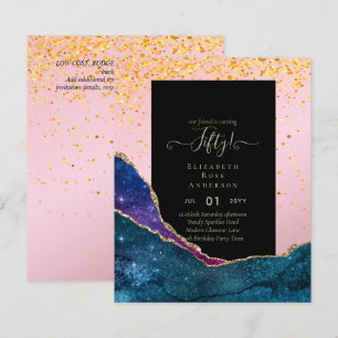 50th Birthday Party Invitations Glitter Glamour