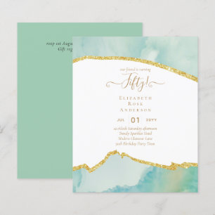 50th Birthday Party Invitations Glitter Glamour