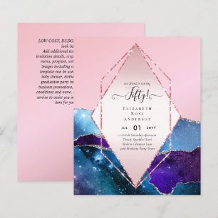 50th Birthday Party Invitations Glitter Glamour