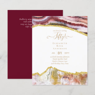 50th Birthday Party Invitations Glitter Glamour