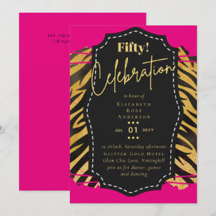 50th Birthday Party Invitations Glitter Glamour