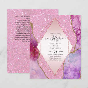 50th Birthday Party Invitations Glitter Glamour