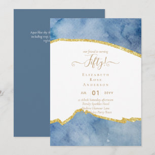 50th Birthday Party Invitations Glitter Glamour