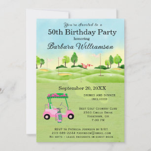 50th Birthday Party Lady Golfer Theme Invitation