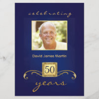 50th Birthday Party - Masculine Monogram - Blue