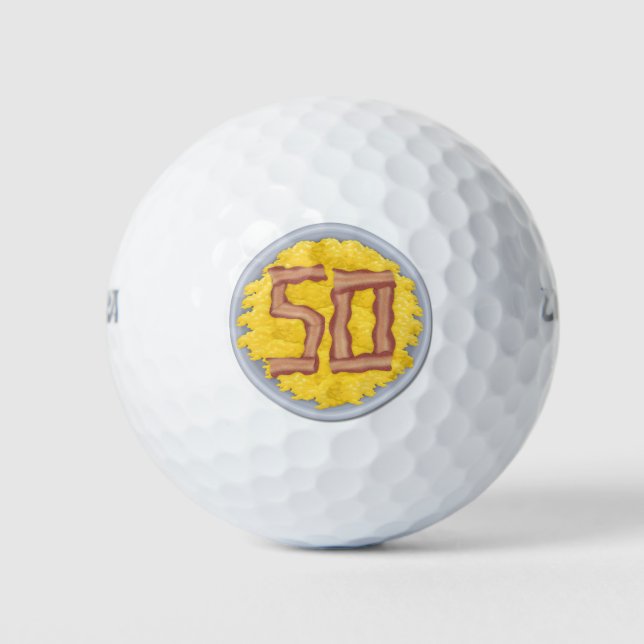 50th Birthday Party Mens Funny Bacon Eggs Golf Balls (Front)