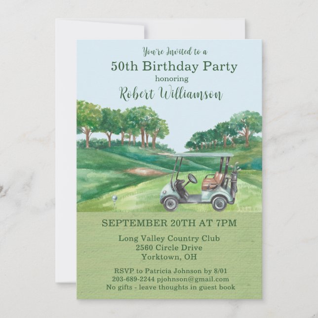 50th Birthday Party Men's Golf Theme Party  Invitation (Front)
