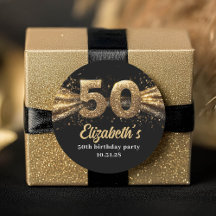 50th Birthday Party Modern Black and Gold