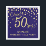 50th Birthday Party Navy Blue and Gold Diamond Napkin<br><div class="desc">50th Birthday Party Invitation with Navy Blue and Gold Glitter Diamond Background. Gold Confetti. Adult Birthday. Man or Woman Birthday. For further customisation,  please click the "Customise it" button and use our design tool to modify this template.</div>