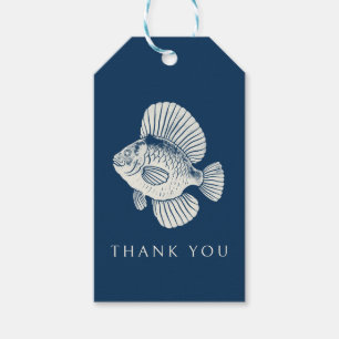 50th Birthday Party Navy Blue Nautical Fish Gift Tags