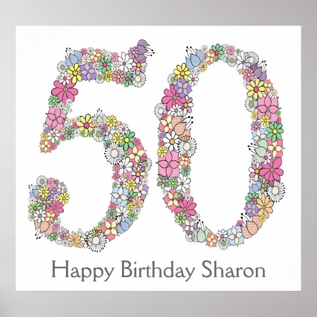 50th Birthday Party Number Banner Poster (Large) (Front)