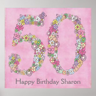 50th Birthday Party Number Banner Poster (Large)