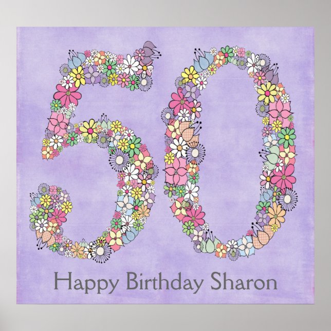 50th Birthday Party Number Banner Poster (Large) (Front)