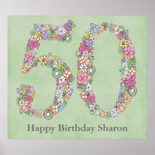 50th Birthday Party Number Banner Poster (Large)