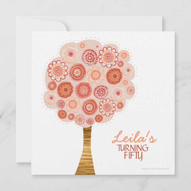 50th Birthday Party Orange Blossom Tree Invitation (Front)