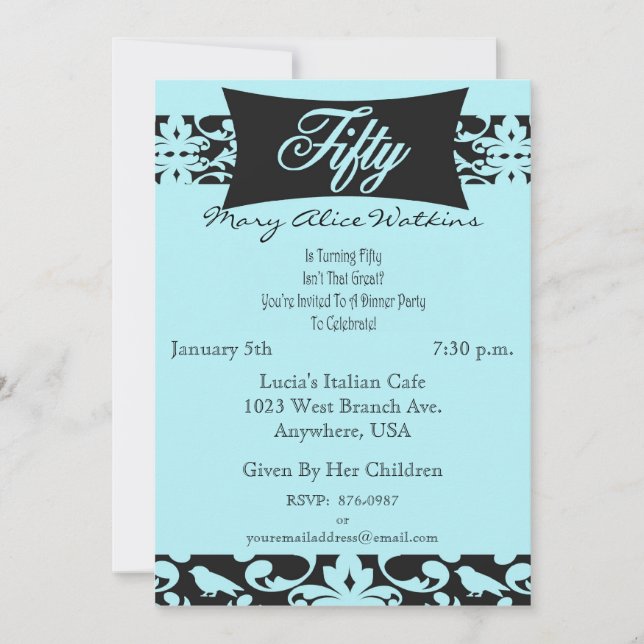 50th Birthday Party Personalised Invitation (Front)