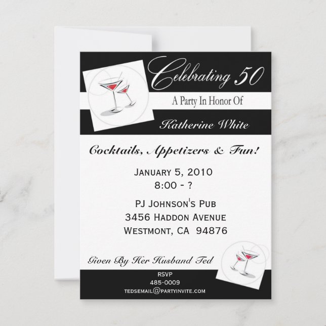 50th Birthday Party Personalised Invitation (Front)