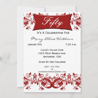 50th Birthday Party Personalised Invitation