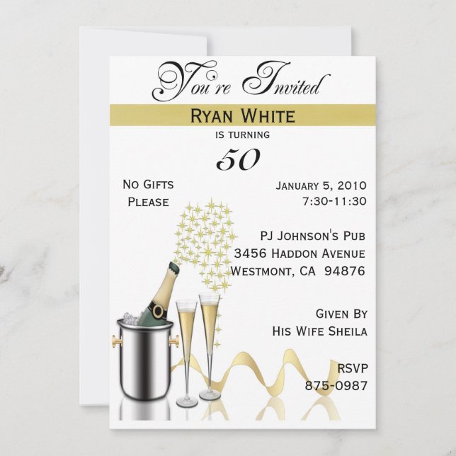 50th Birthday Party Personalised Invitation (Front)