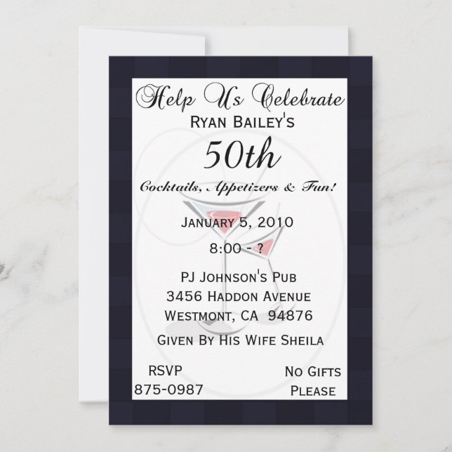 50th Birthday Party Personalised Invitation (Front)