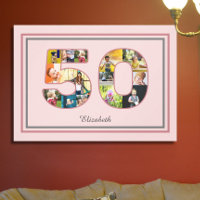 50th Birthday Party Photo Collage Dusty Blush Pink